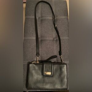 bebe Black Crossbody Bag with Gold Accents
